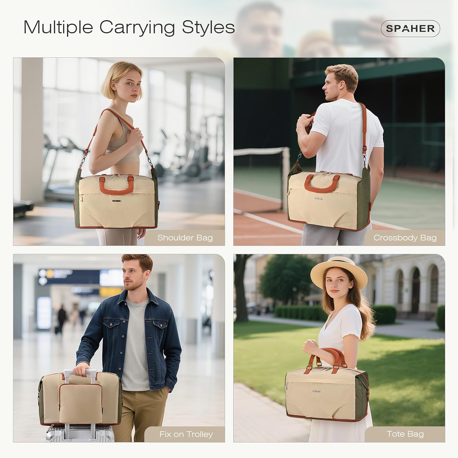 Detalle 2 de SPAHER Expandable Foldable Travel Cabin Duffle Bag with Wet Pocket 40L