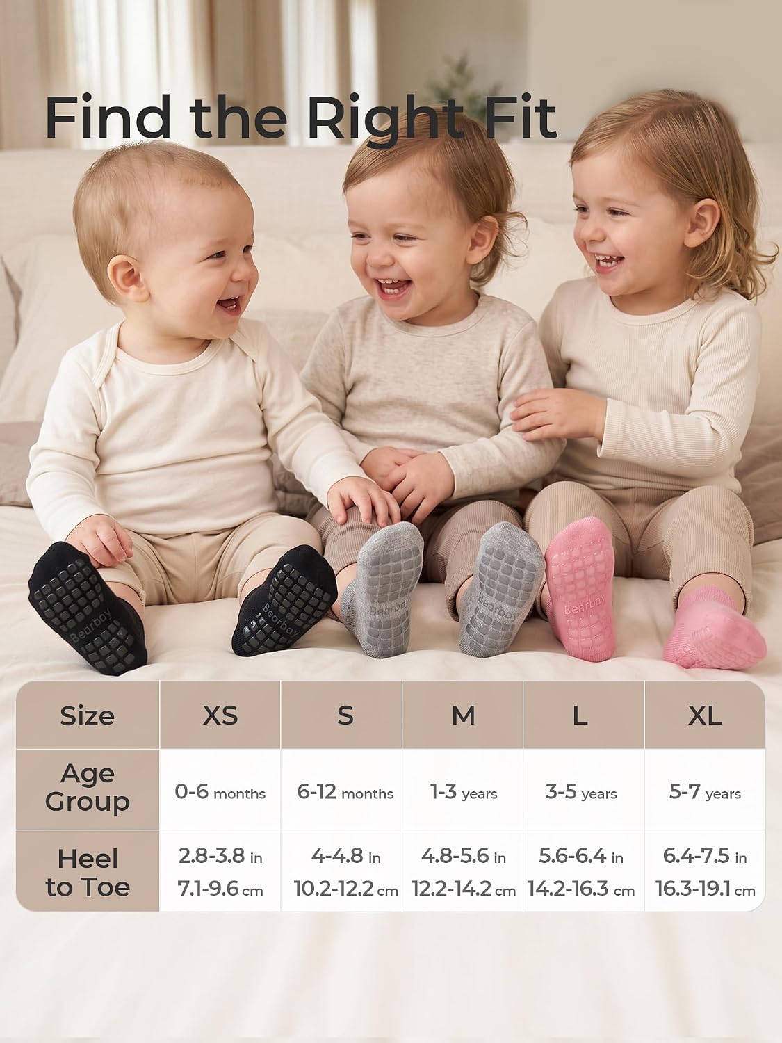 Detalle 2 de Bearbay Baby Non Slip Ankle Socks 9 Pairs