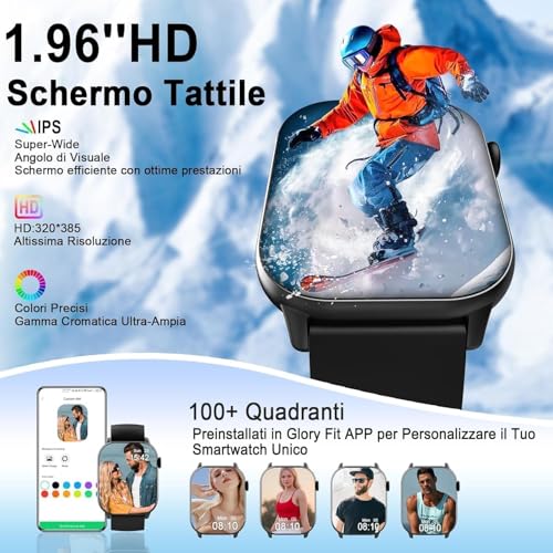 Thumbnail 2 de uaue Smartwatch Herren/Damen 1,96 Zoll HD-Touchscreen mit Telefonfunktion – IP68, 110+ Sportmodi