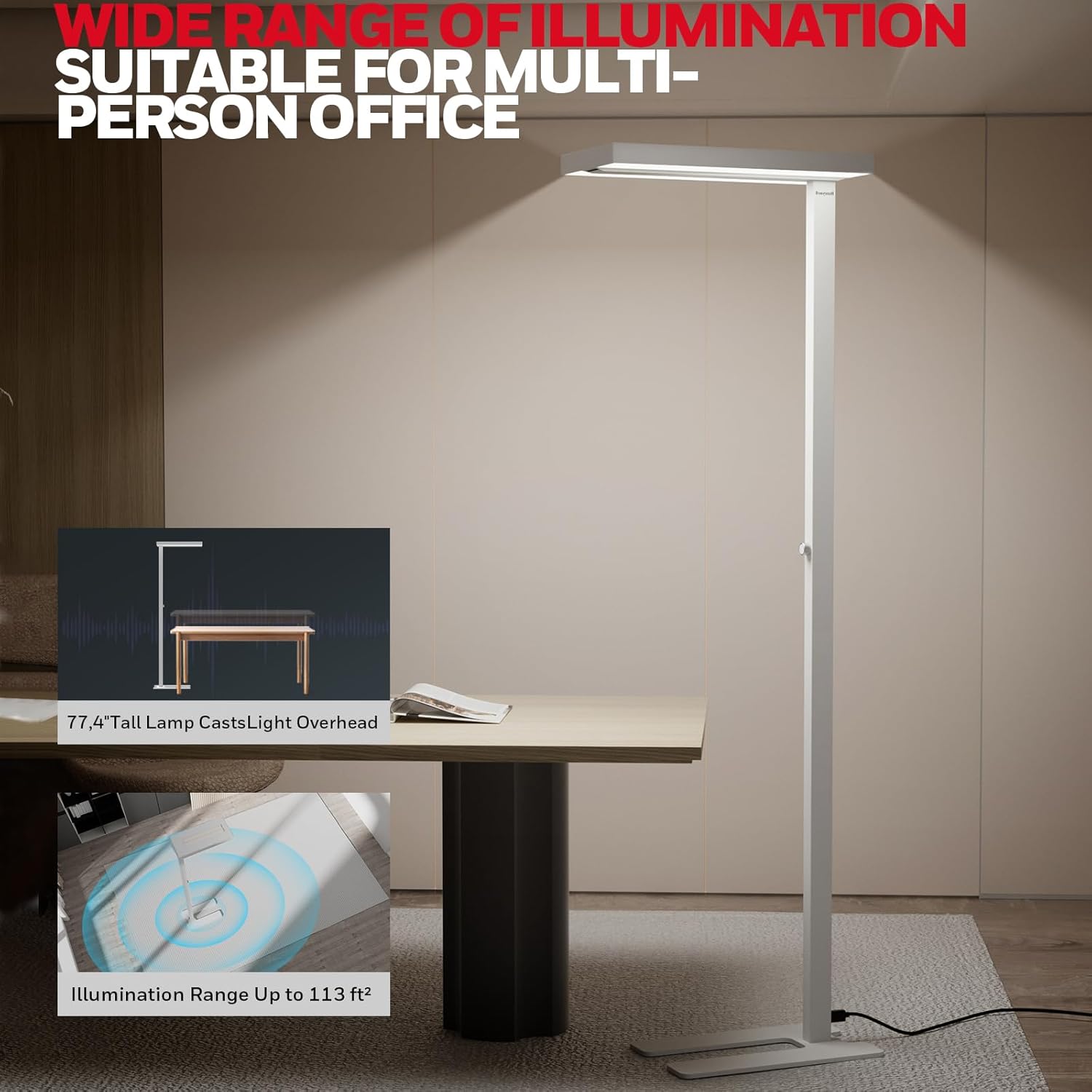 Detalle de Honeywell LED Floor Lamp Modern - 02E Sunturalux Eye Caring Standing Light (77.4")