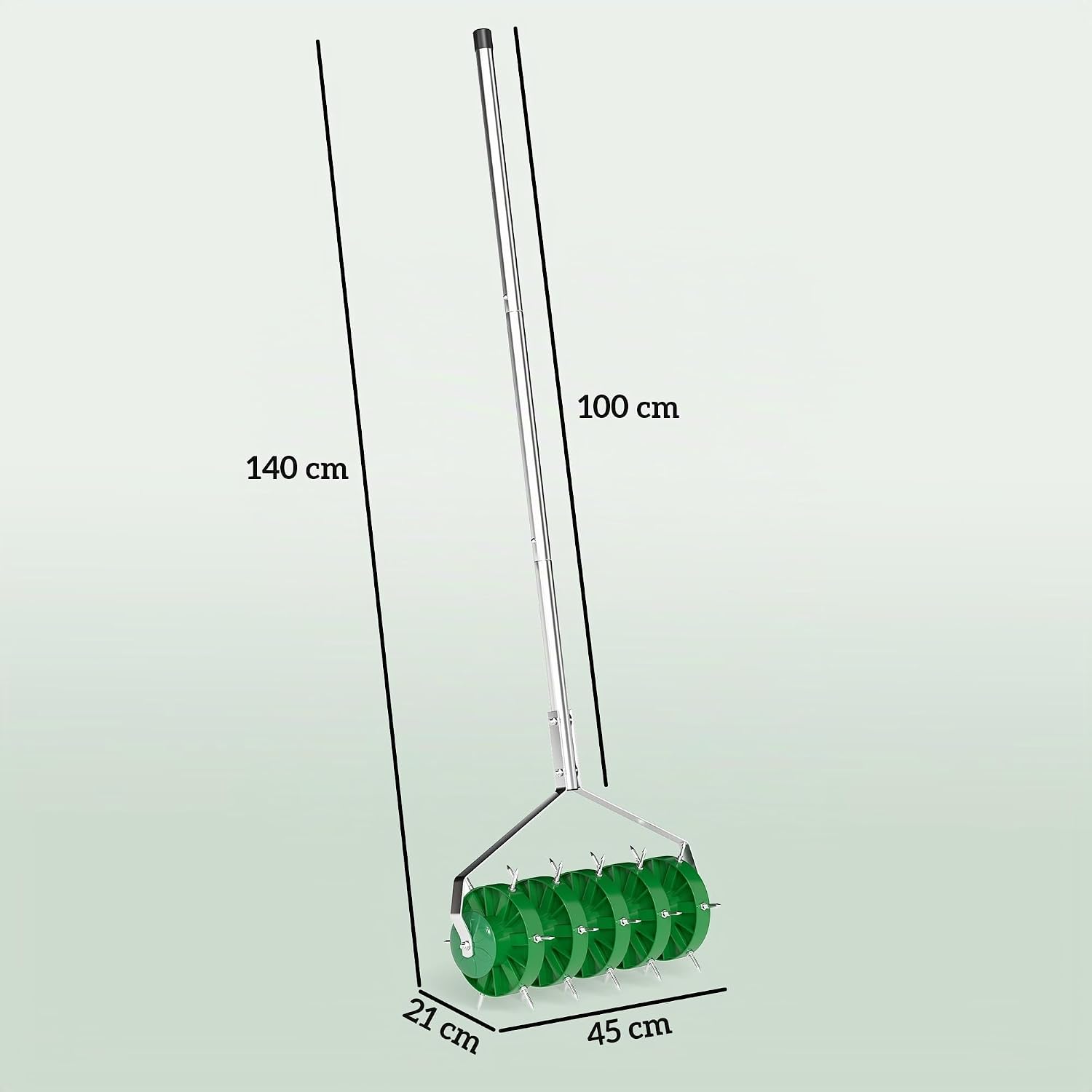 Thumbnail 2 de Outsunny 84H-365V00DG handmatige gazonbeluchter, 30 spikes, 140 cm