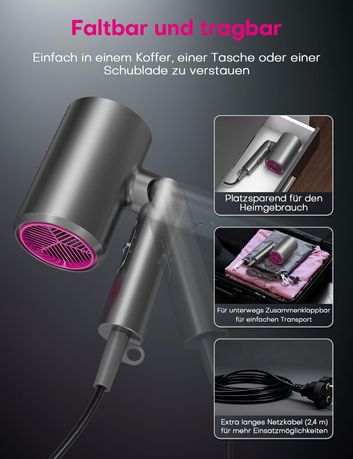 Detalle de Faltbar Ionen Föhn 1800 W 💇♀