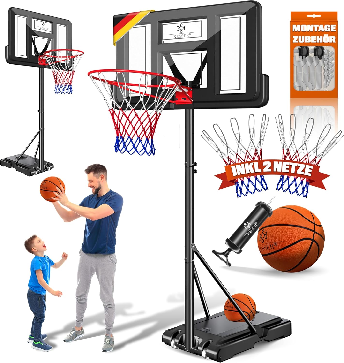 KESSER Basketballkorb verstellbar 230–305 cm