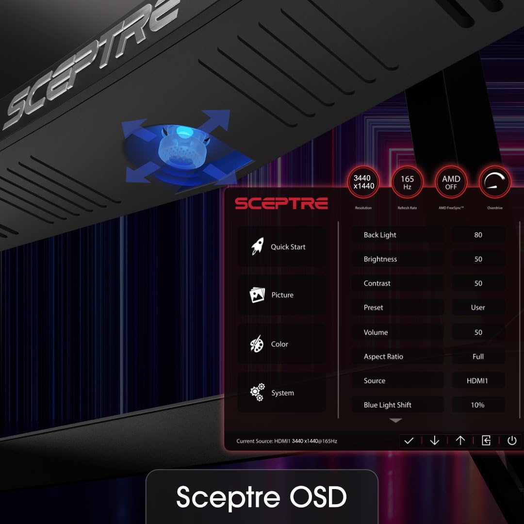 Detalle de Sceptre 34-inch curved ultrawide WQHD 180Hz