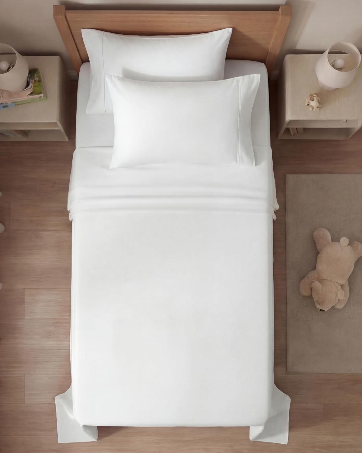 Thumbnail 6 de CGK Unlimited Twin 4-Piece Sheet Set (1 Flat, 1 Fitted, 2 Pillowcases) — Soft, Breathable, Wrinkle-Free, White