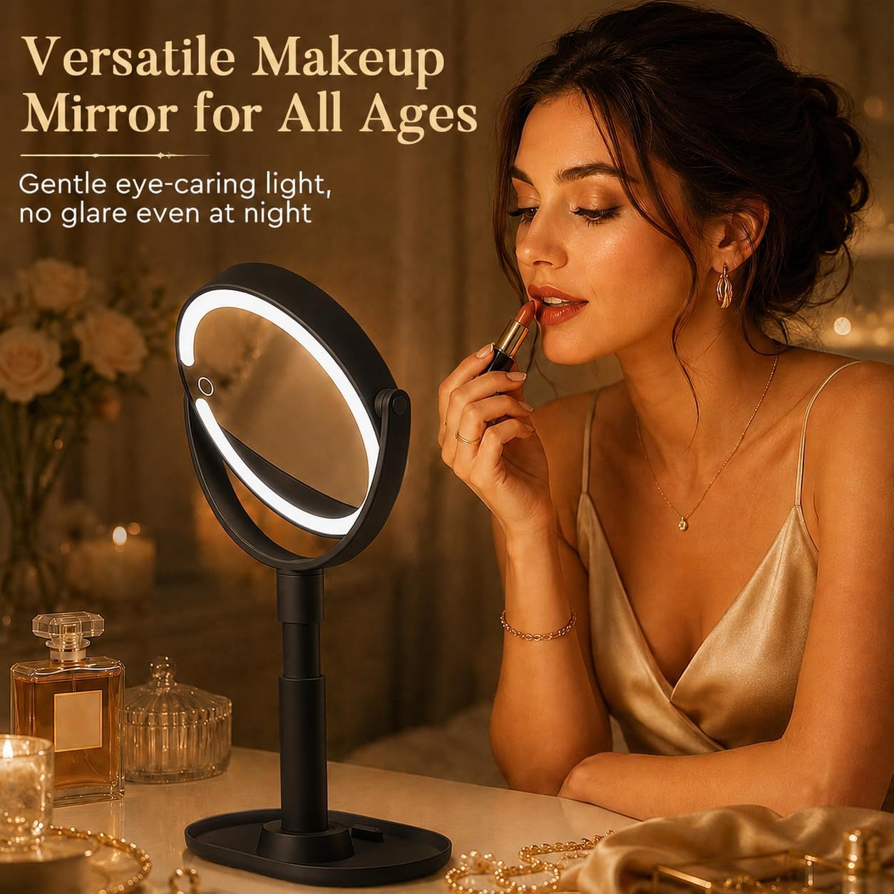Thumbnail 4 de MOMOKUBA Lighted Makeup Mirror, 1X/30X Magnification, Rechargeable, 3 Light Modes