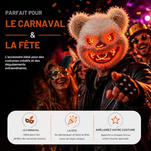 Detalle 2 de TK Gruppe Timo Klingler Masque LED Halloween, télécommande et 3 niveaux de luminosité