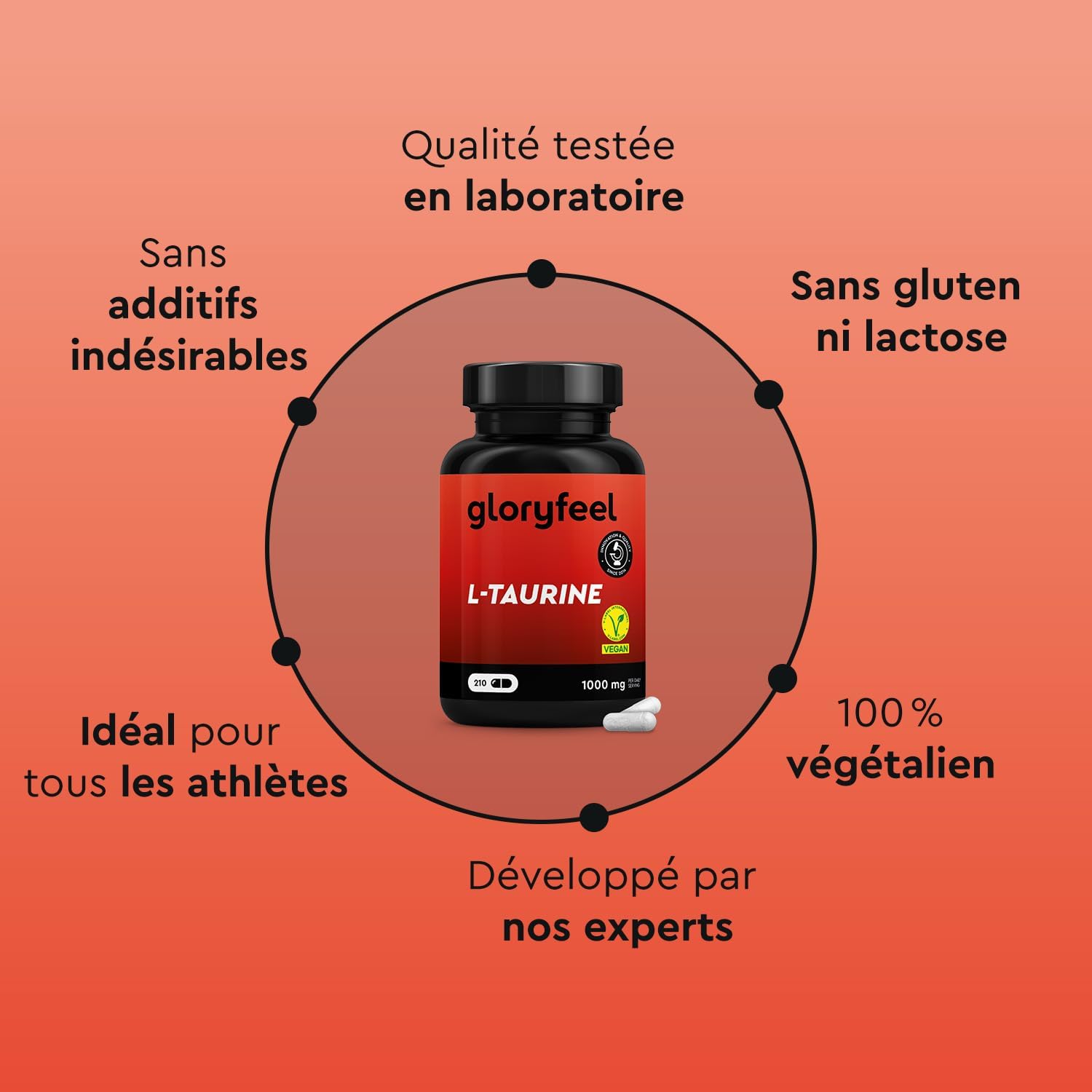 Thumbnail 4 de Gloryfeel L‑Taurine 1000 mg, 210 gélules 💊