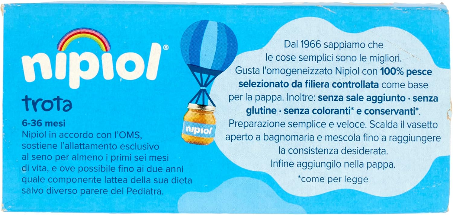 Detalle de Nipiol Omogeneizzato Trota – 24 vasetti da 80 g (2x80 g x 12 confezioni)
