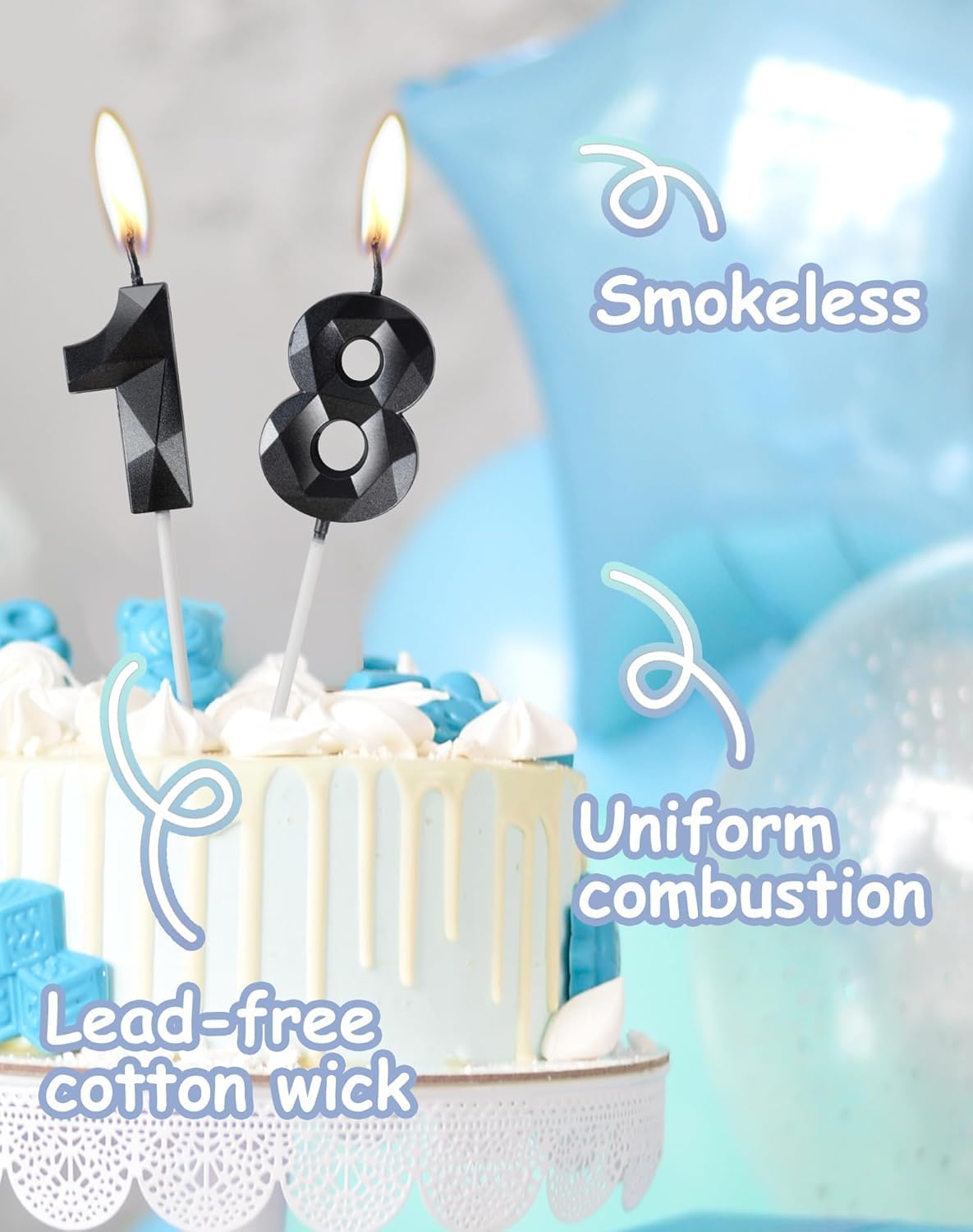 Thumbnail 1 de 22nd Birthday Number 22 Black Cake Candles (2-pack) for Cake Topper Decoration