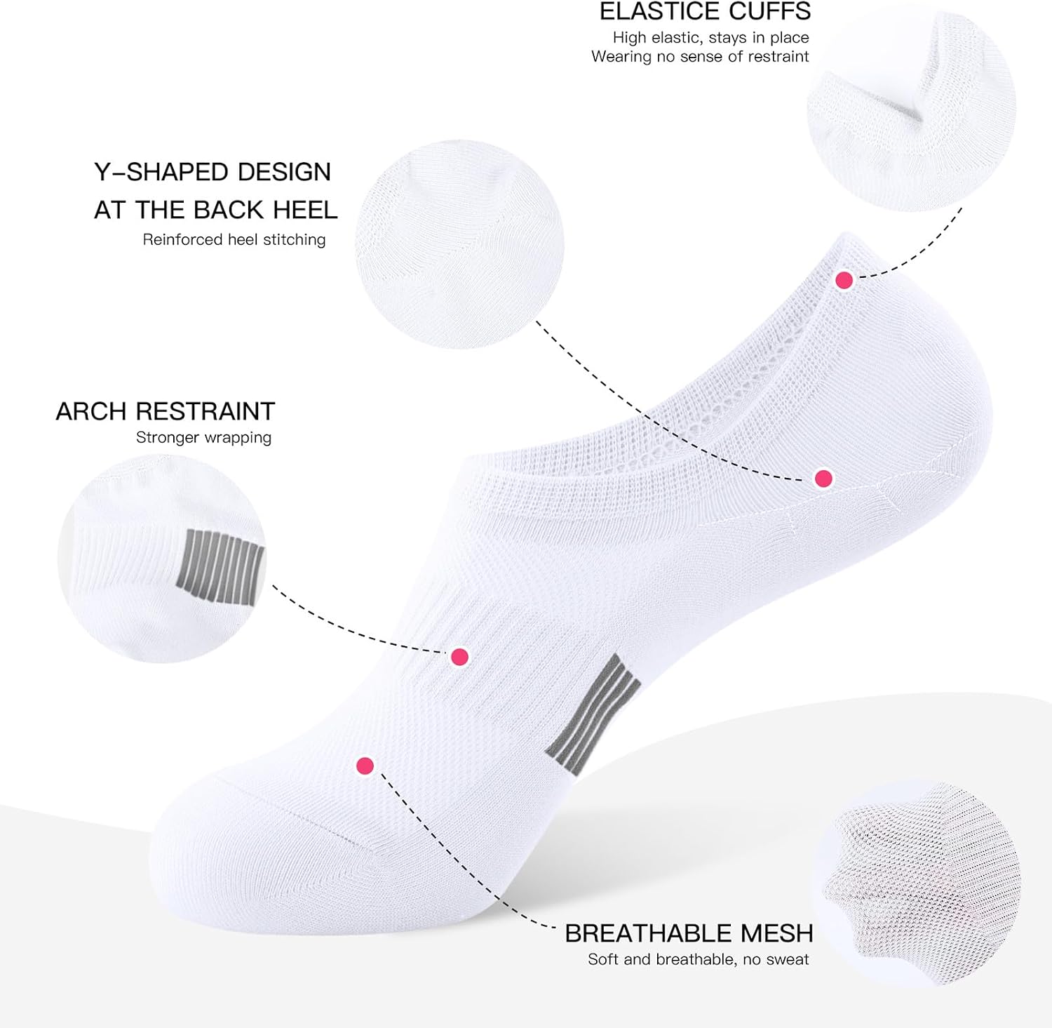 Detalle 2 de BUDERMMY Sneaker Socken Damen 35-38 / 39-42 – Unsichtbare Füßlinge für Sneaker, Laufsocken, Kurze