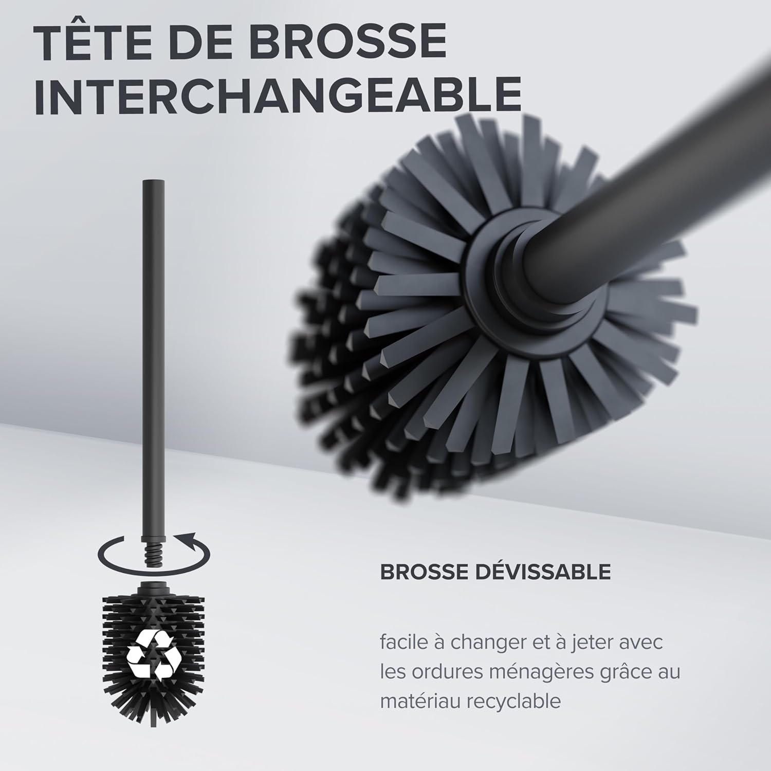 Thumbnail 3 de ovimar Brosse WC Finnkona – Noir, montage mural avec perçage ou collage