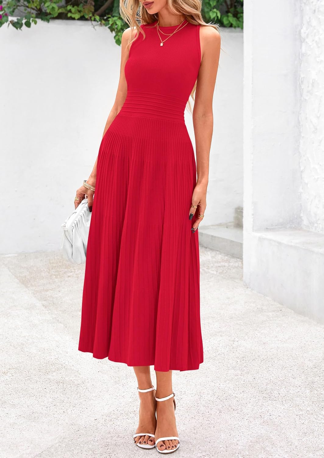 Thumbnail 6 de PRETTYGARDEN PR930 Women's Pleated Knit Midi Dress, Sleeveless A-Line