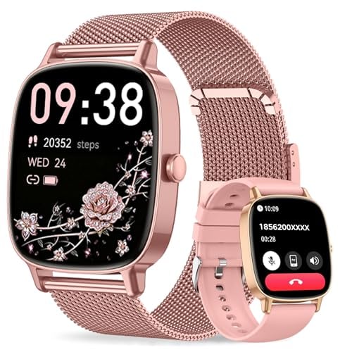 Detalle de cioic Damen Smartwatch mit Telefonfunktion – 1,85 Zoll HD Display, 120+ Sportmodi, IP68, Herzfrequenz & Schlafmonitor