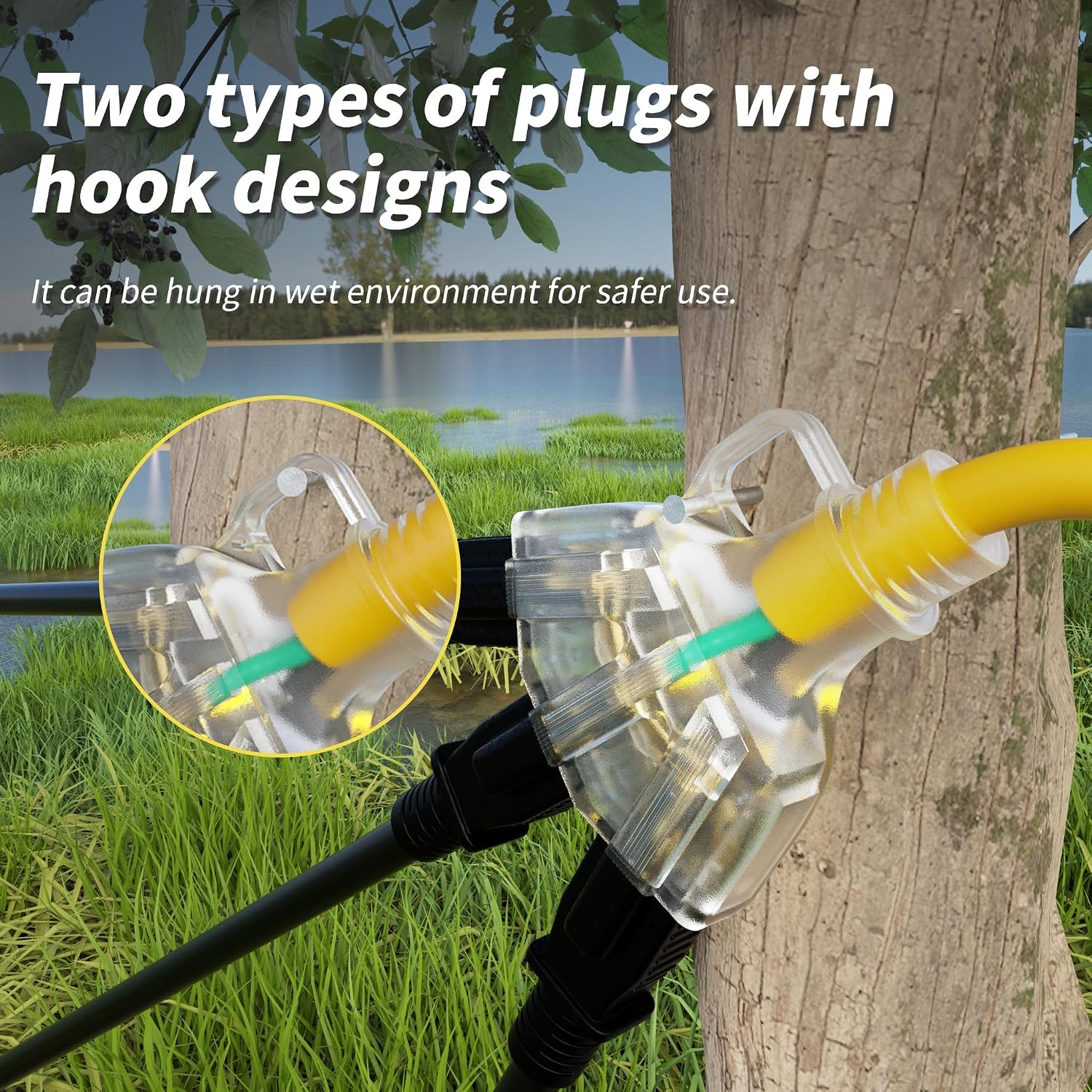 Detalle 2 de PlugSaf PS-50FT-12-3-B-Y 50-Foot 12-Gauge Outdoor Extension Cord
