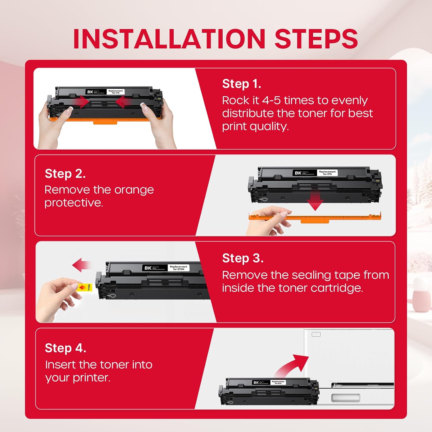 Detalle de belietop 075 Compatible Toner Cartridge 4-Pack for Canon Colour Laser Printers