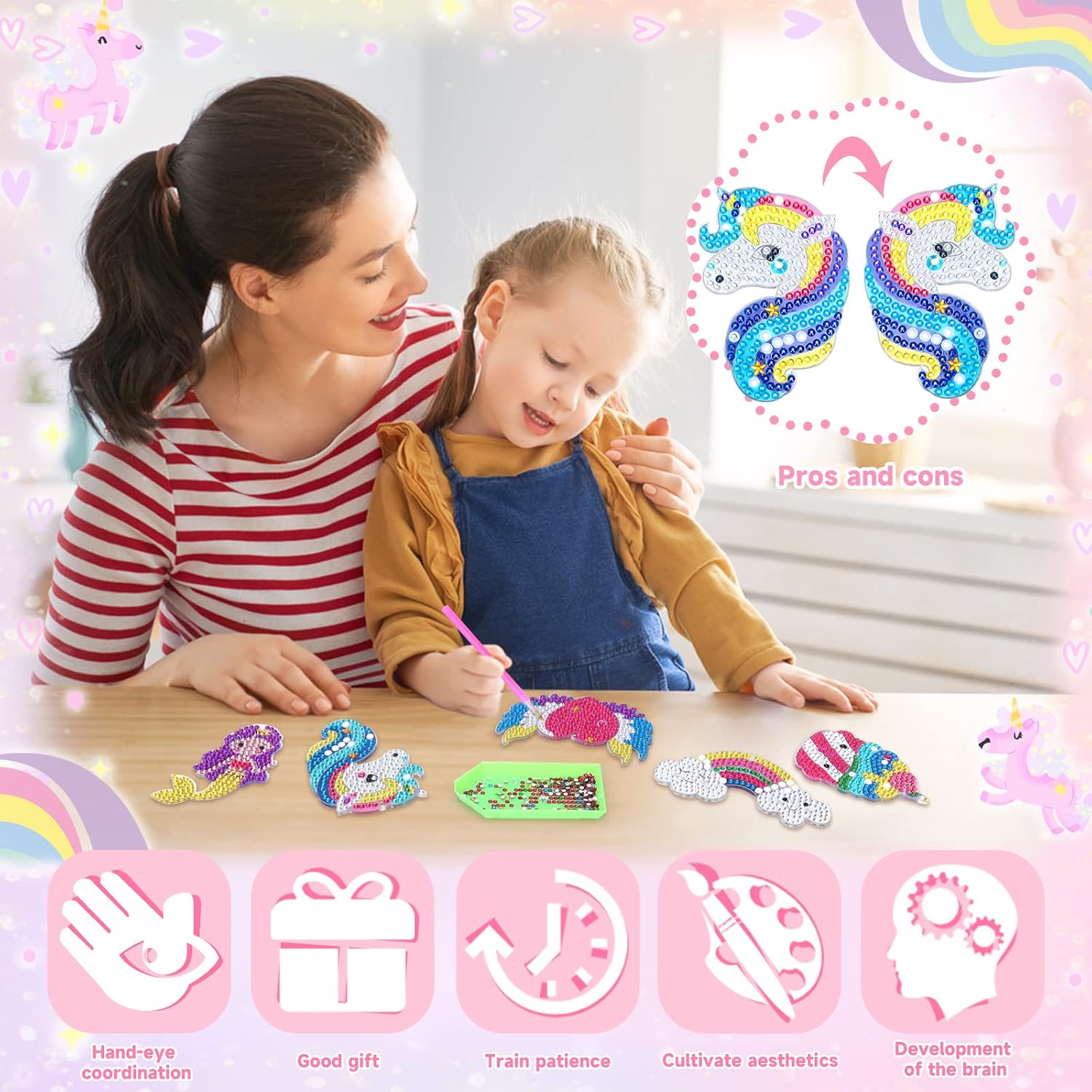 Thumbnail 5 de Fullove Diamond Painting Keychain Craft Kit for Girls Aged 6–10
