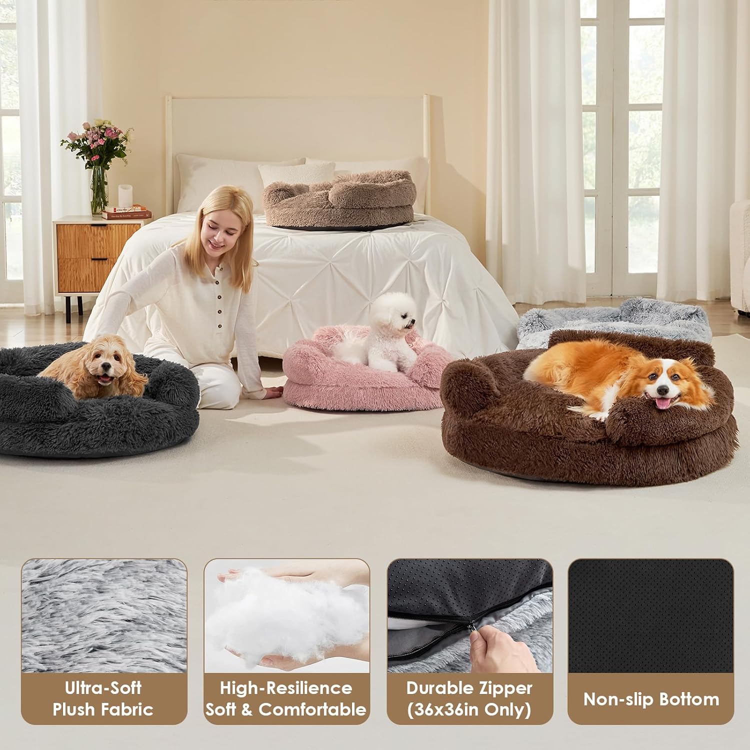 Detalle 2 de EHEYCIGA Donut Pet Bed, 23-Inch