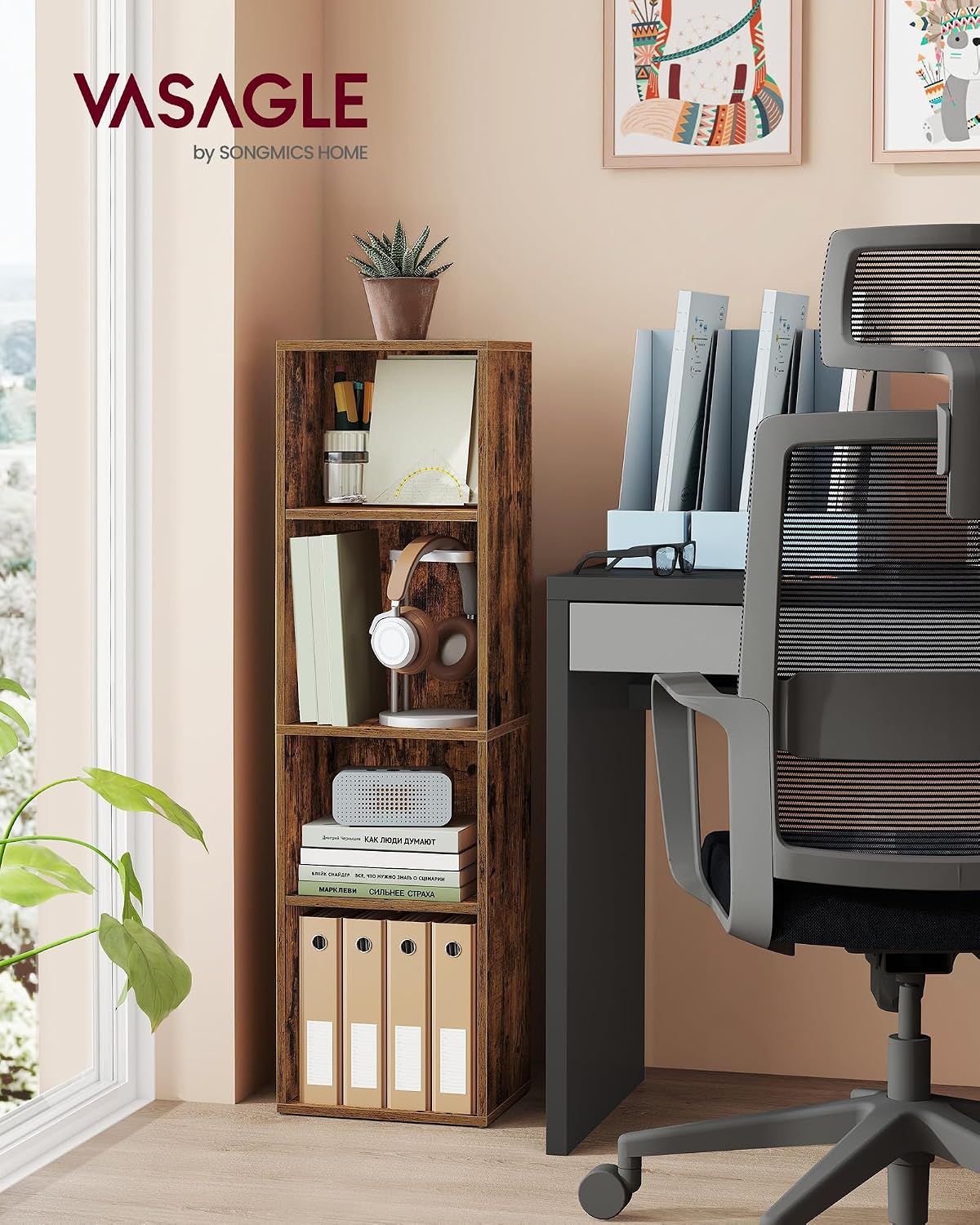 Detalle 2 de VASAGLE Libreria a 4 Ripiani LBC434K01 – Marrone Vintage
