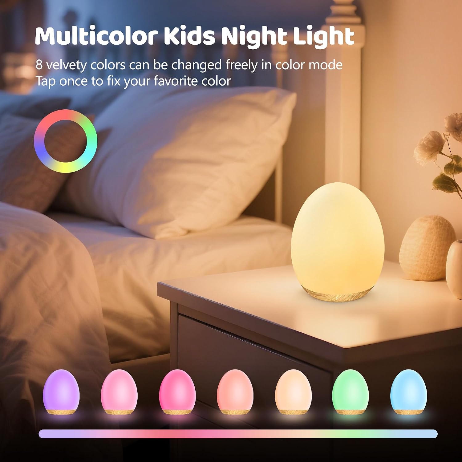 Detalle de MediAcous NL01 Rechargeable LED Night Light with Touch Dimming and 7 Colours