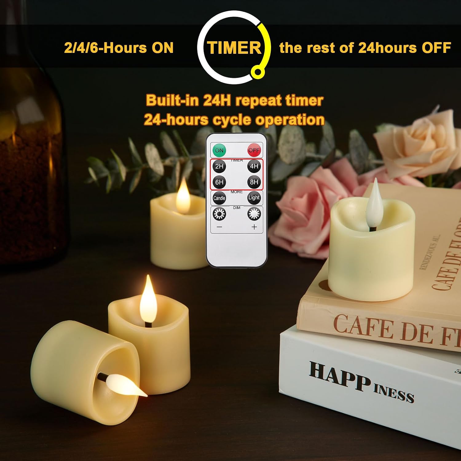 Detalle 2 de IMAGE Rechargeable Votive Candles 12 pcs, Type-C ⛯