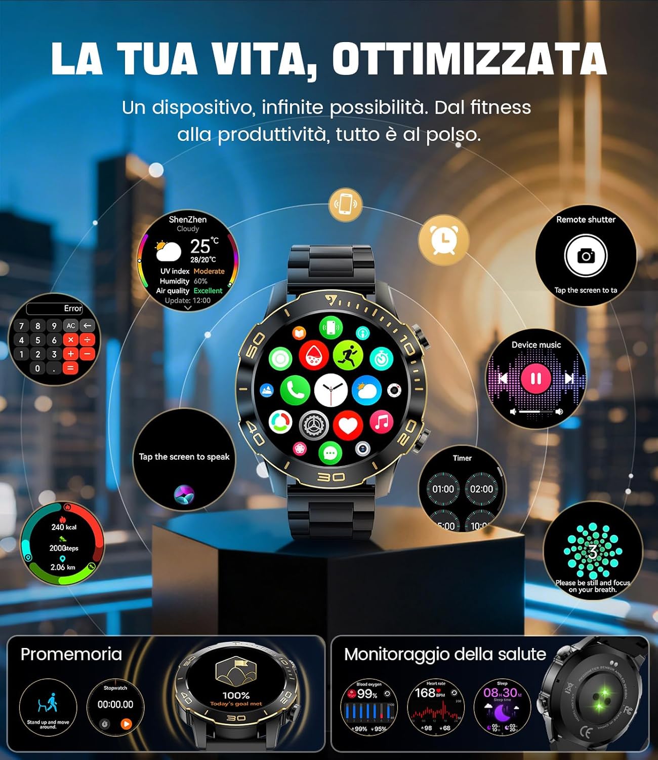 Thumbnail 6 de DREMAC Smartwatch Uomo Lusso: alluminio robusto, display AMOLED 1,43" e tracker sportivo/ salute