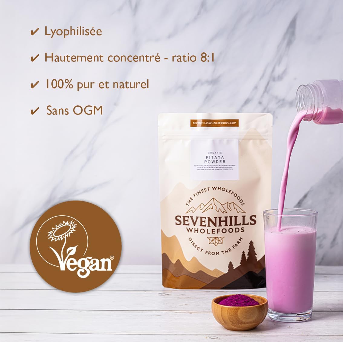 Detalle 2 de Sevenhills Wholefoods Poudre de pitaya 100g đ
