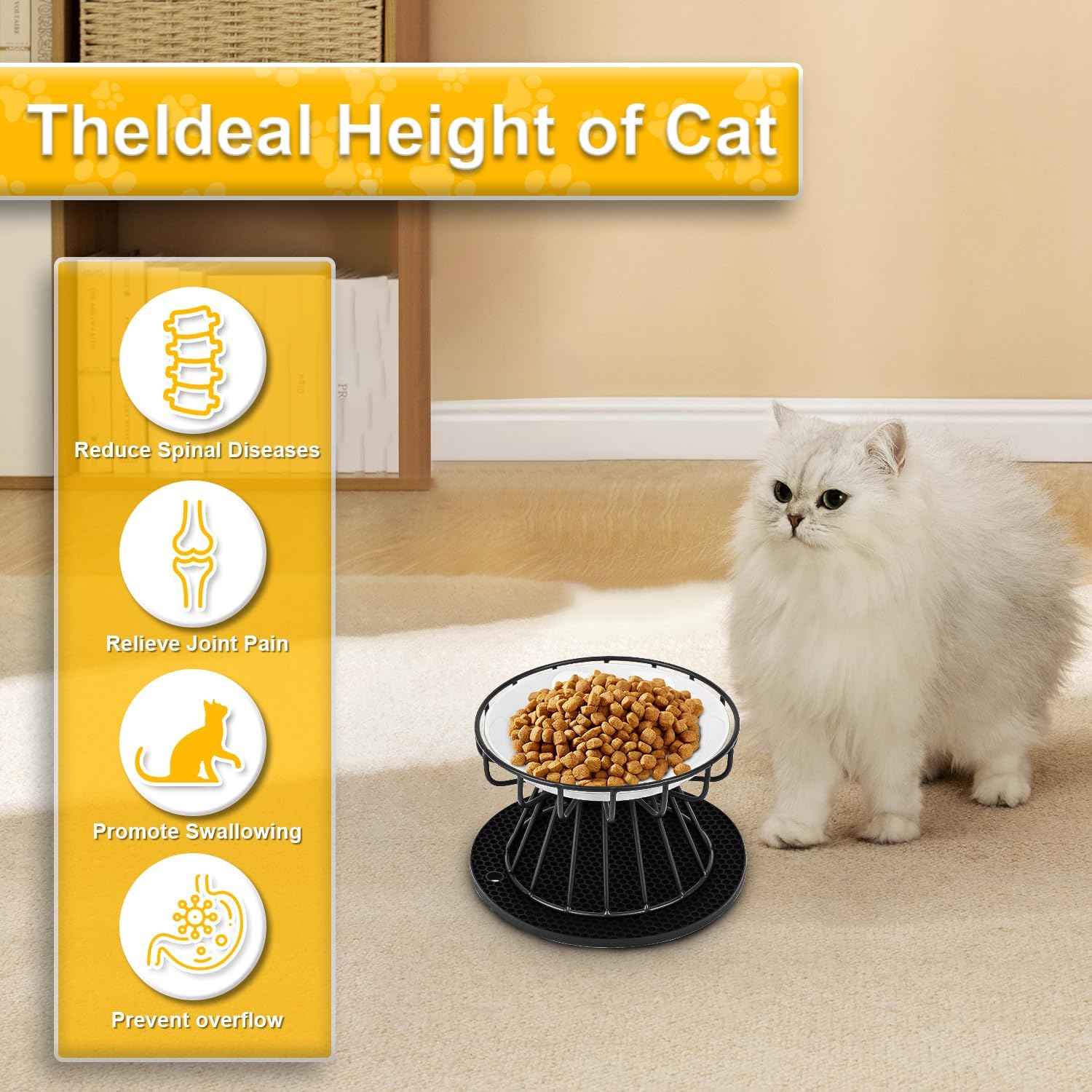 Thumbnail 4 de Katzennapf Erhöht – 2er-Set Keramik mit Silikonmatte & Metallständer, 15 cm Napf-Durchmesser