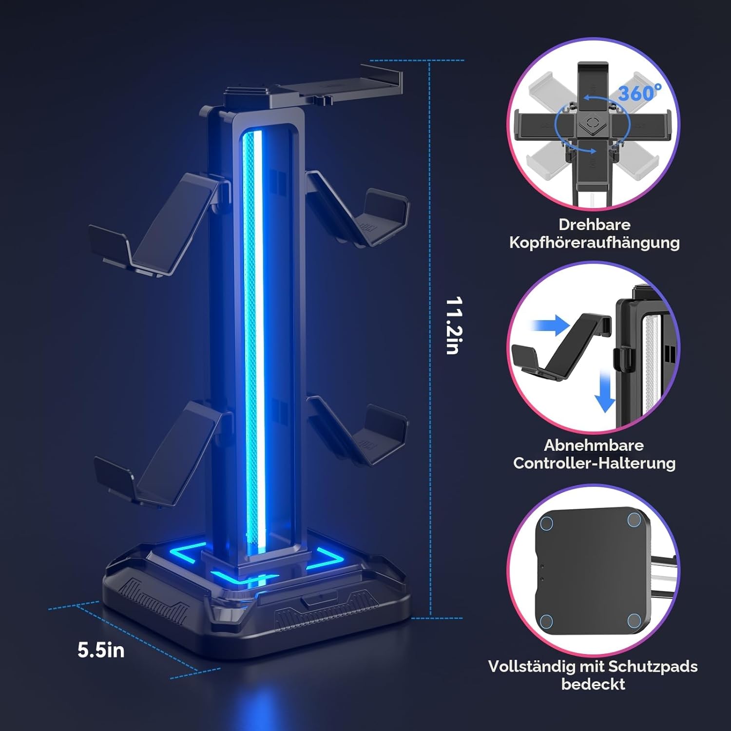 Detalle 2 de KDD Kopfhörer Ständer 9 Lichtmodi