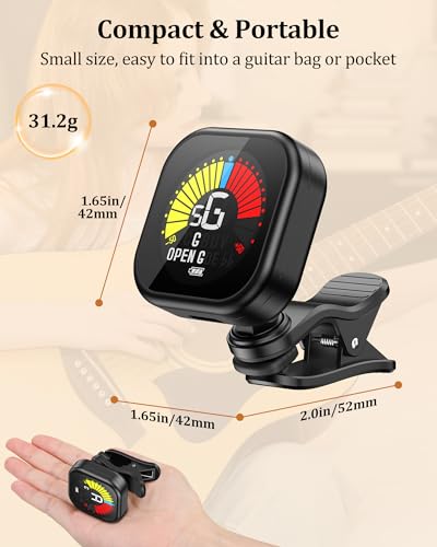 Thumbnail 6 de New bee Stimmgerät Gitarre LCD Farbdisplay – kompaktes Clip-Stimmgerät für Gitarre, Bass, Violine & Ukulele (Schwarz)
