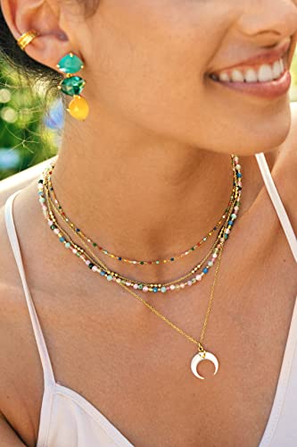Detalle de Collar Dots Colors Enamel de SINGULARU – Plata de Ley 925 con acabado oro 18K (35 cm + 5 cm de alargador)