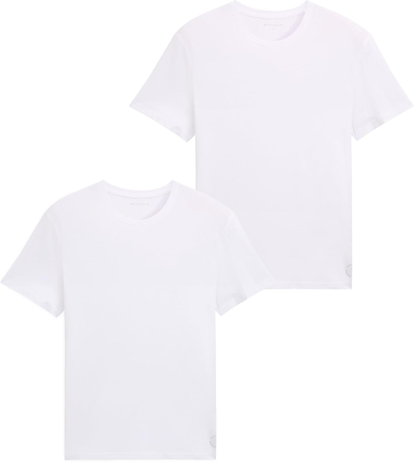 Detalle de TOM TAILOR Herren Basic T-Shirt Doppelpack 1008638, 20000 – White, Größe L