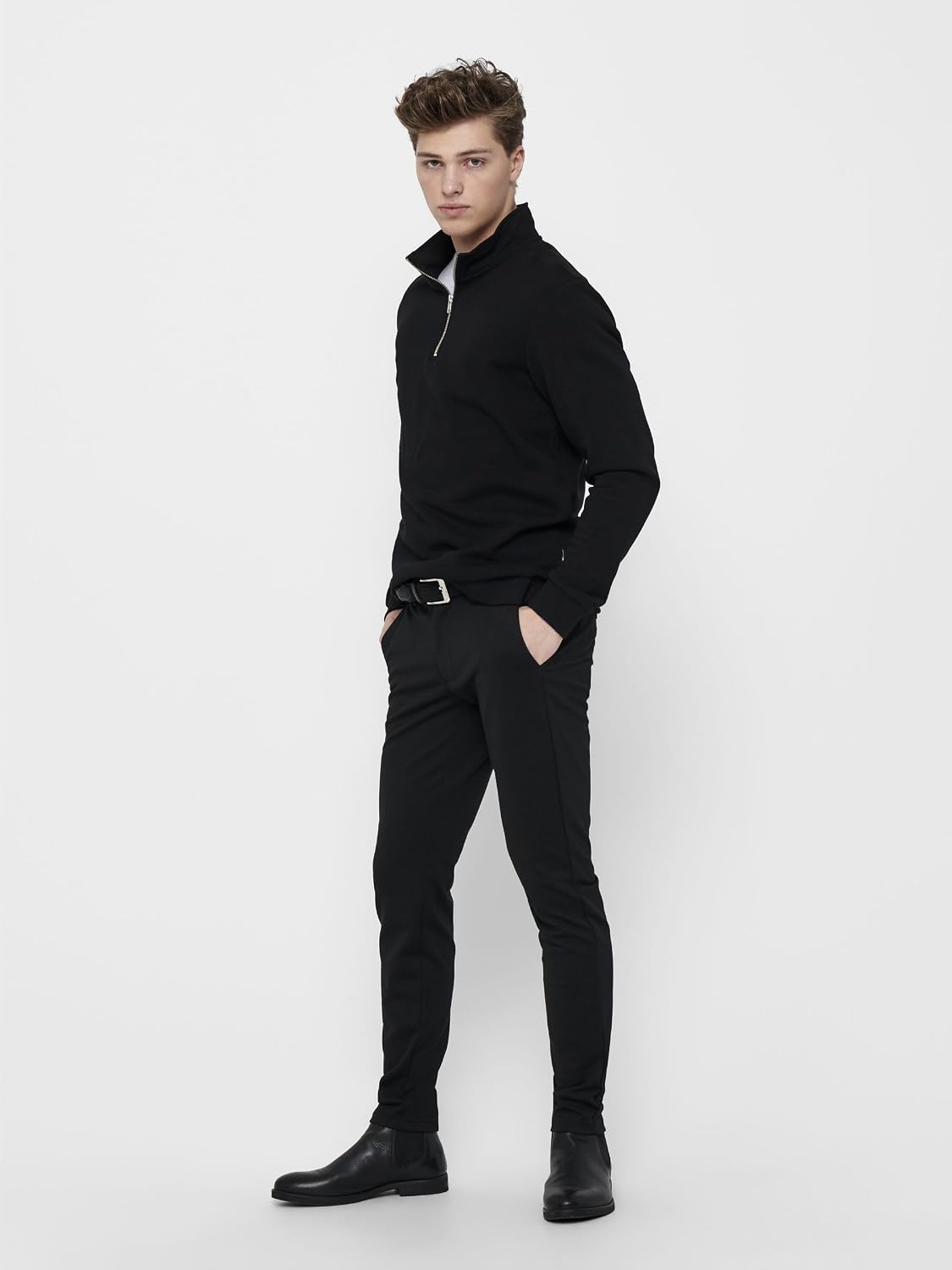 Detalle de ONLY&SONS Onsceres Life Half Zip Sweat da uomo in felpa mezza zip