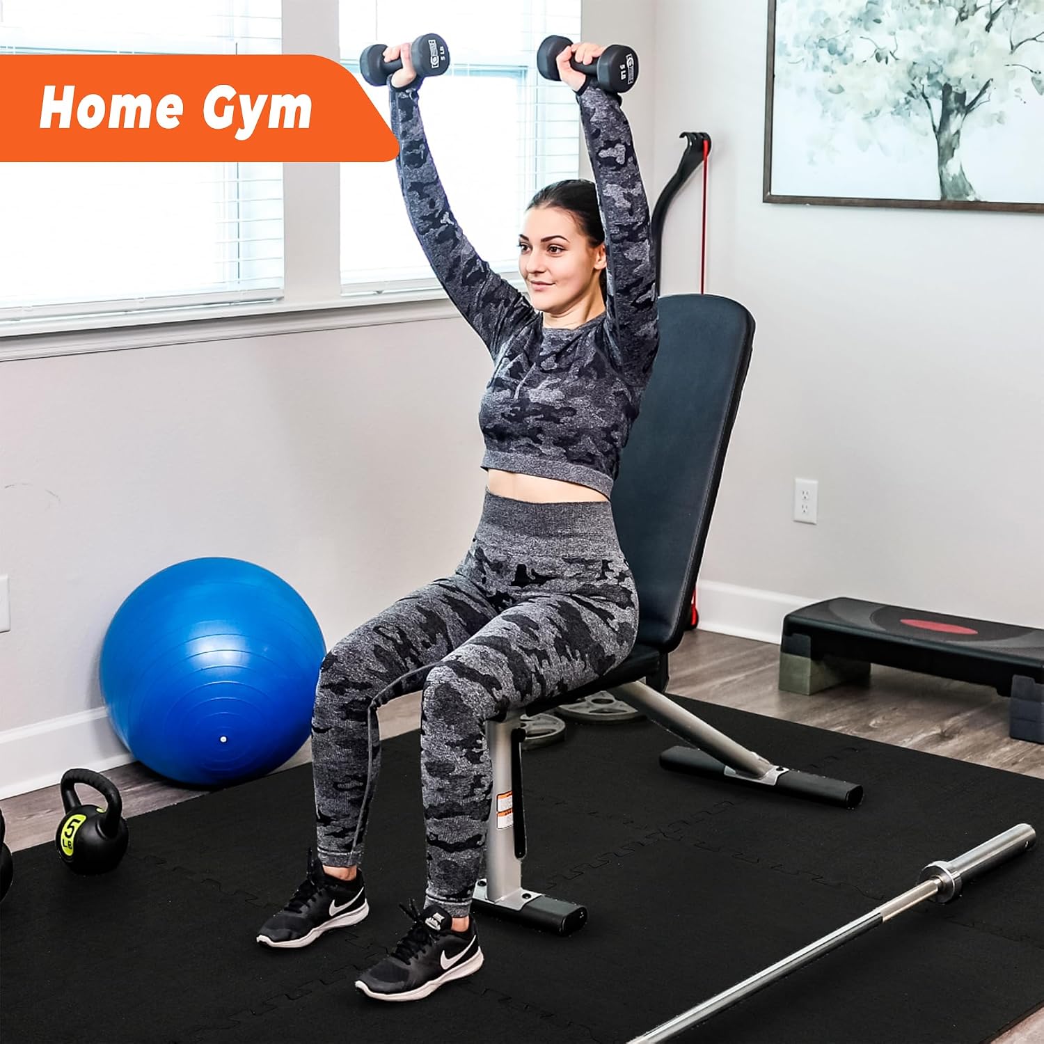 Detalle 2 de SUPERJARE 0.4" Thick Interlocking Gym Mats 96 sq ft ๐