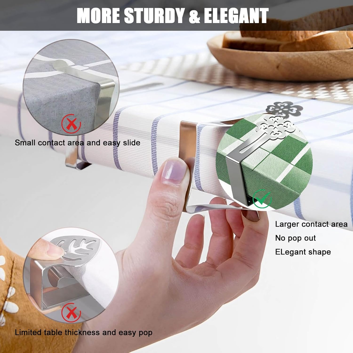 Thumbnail 2 de Lucky Clover Tablecloth Clips for Outdoor Thick Tables – 10 Pack, Heavy-Duty Stainless Steel