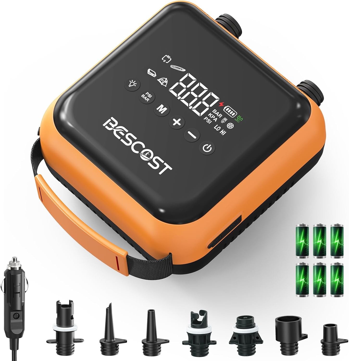 Detalle de Pompe SUP Électrique 20 PSI – Charge rapide 45W, gonflage/dégonflage double étage, Pack étanche et câble Type-C/12V