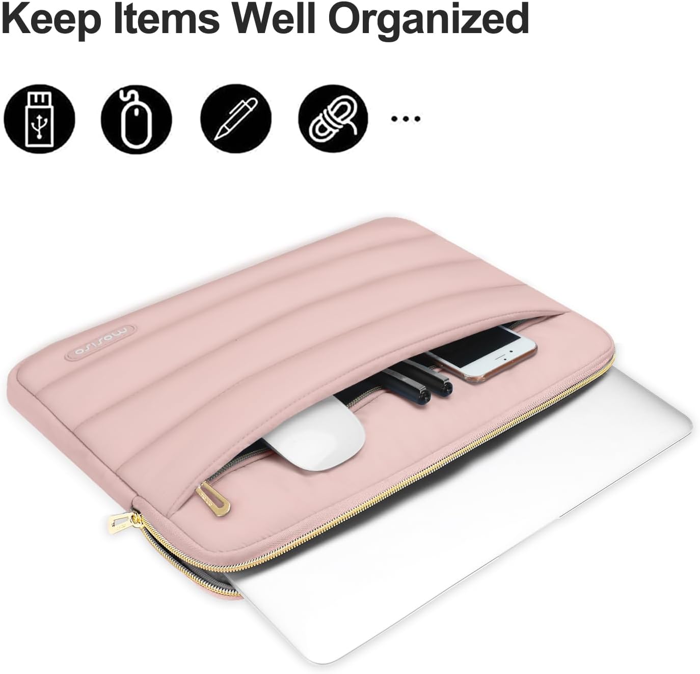 Detalle de MOSISO Laptop Hülle Tasche 15–15,6 bis 16 Zoll (rosa) inkl. Klein-Etui