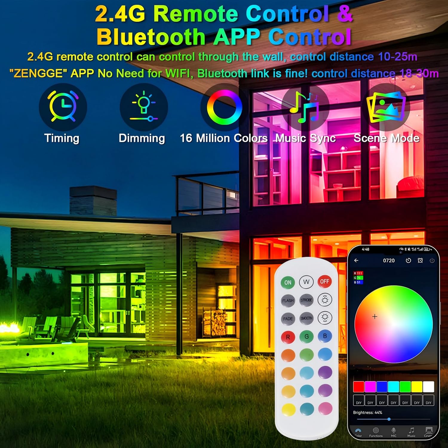 Thumbnail 1 de Indmird RGB LED Strahler 50W mit 360° Fernbedienung, Bluetooth-App & IP66 (Outdoor)