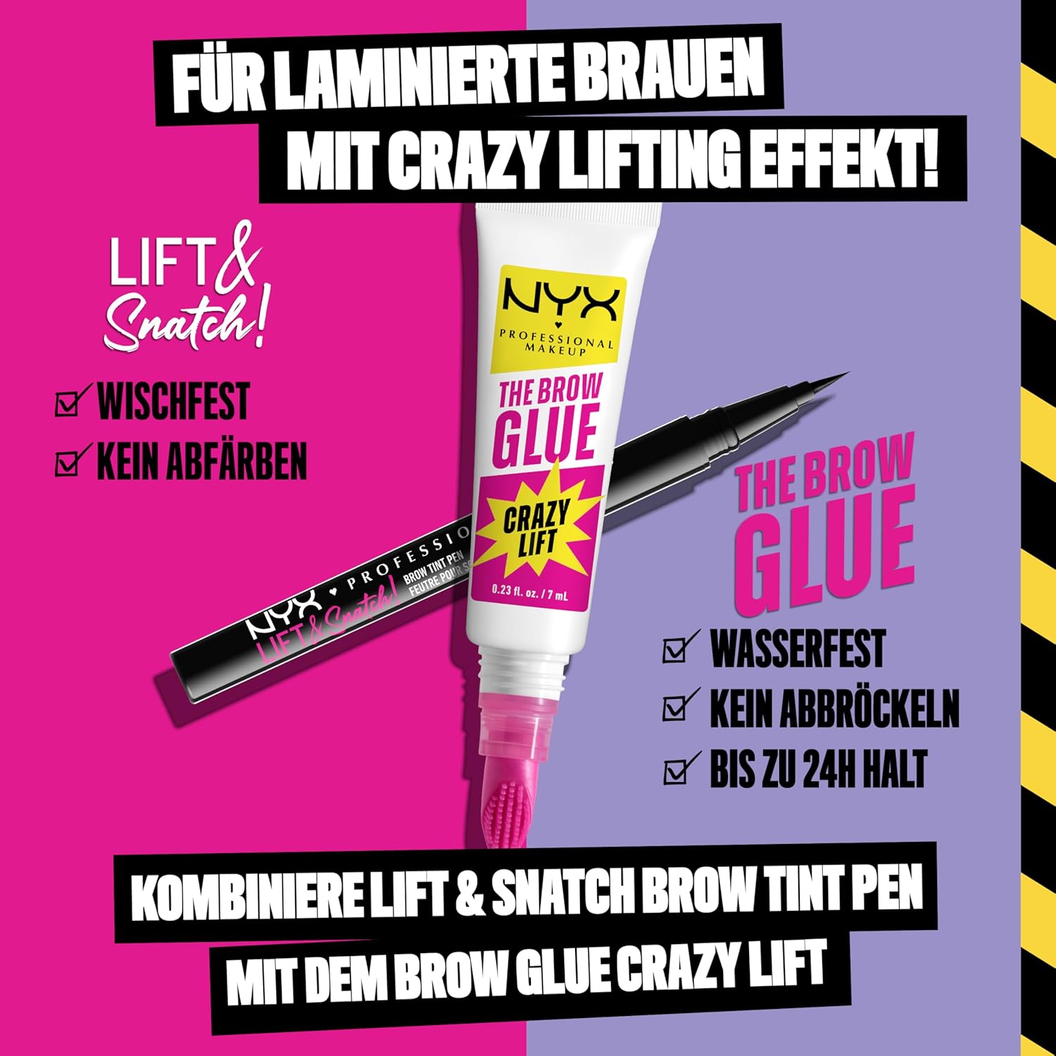 Thumbnail 6 de NYX Professional Makeup Brow Glue Crazy Lift – ultra starkes Augenbrauengel mit Stylingbürste, bis zu 24h Halt (7 ml)