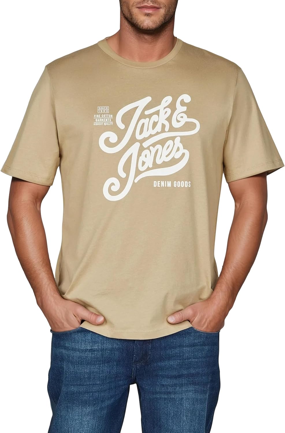 Detalle de JACK & JONES Regular Fit T-Shirt 4er Pack – Kurzarm Basic im Set