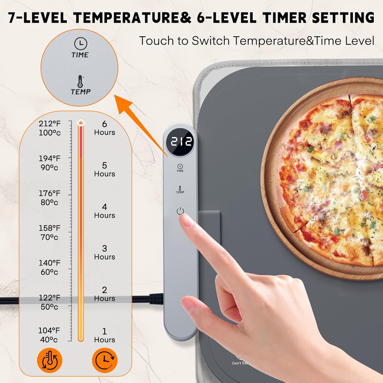 Detalle de Homelove D-2653 Electric Food Warming Mat, 7 Settings and 6-Hour Timer