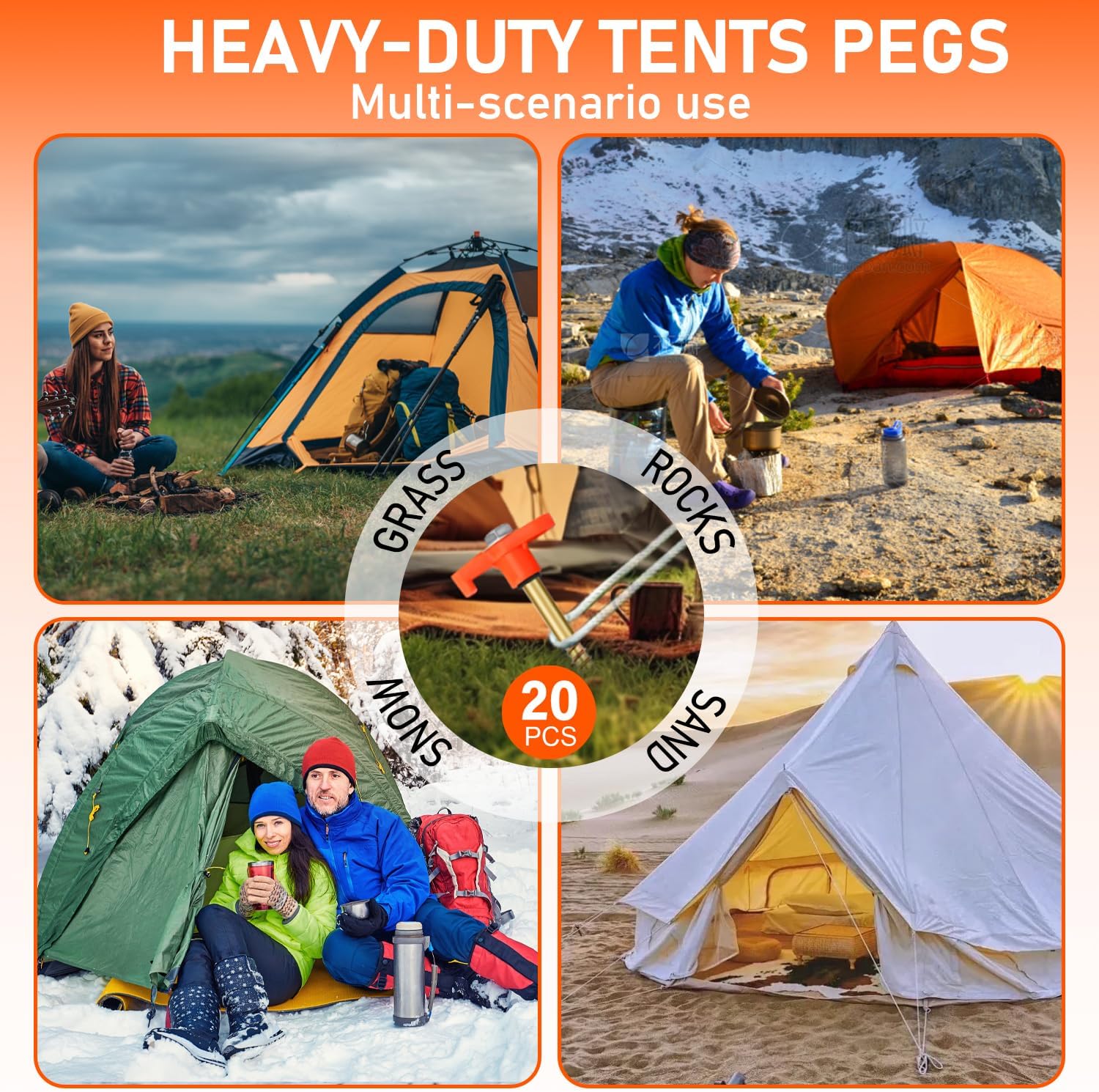 Thumbnail 5 de RIZENCE tent pegs set 20cm heavy duty