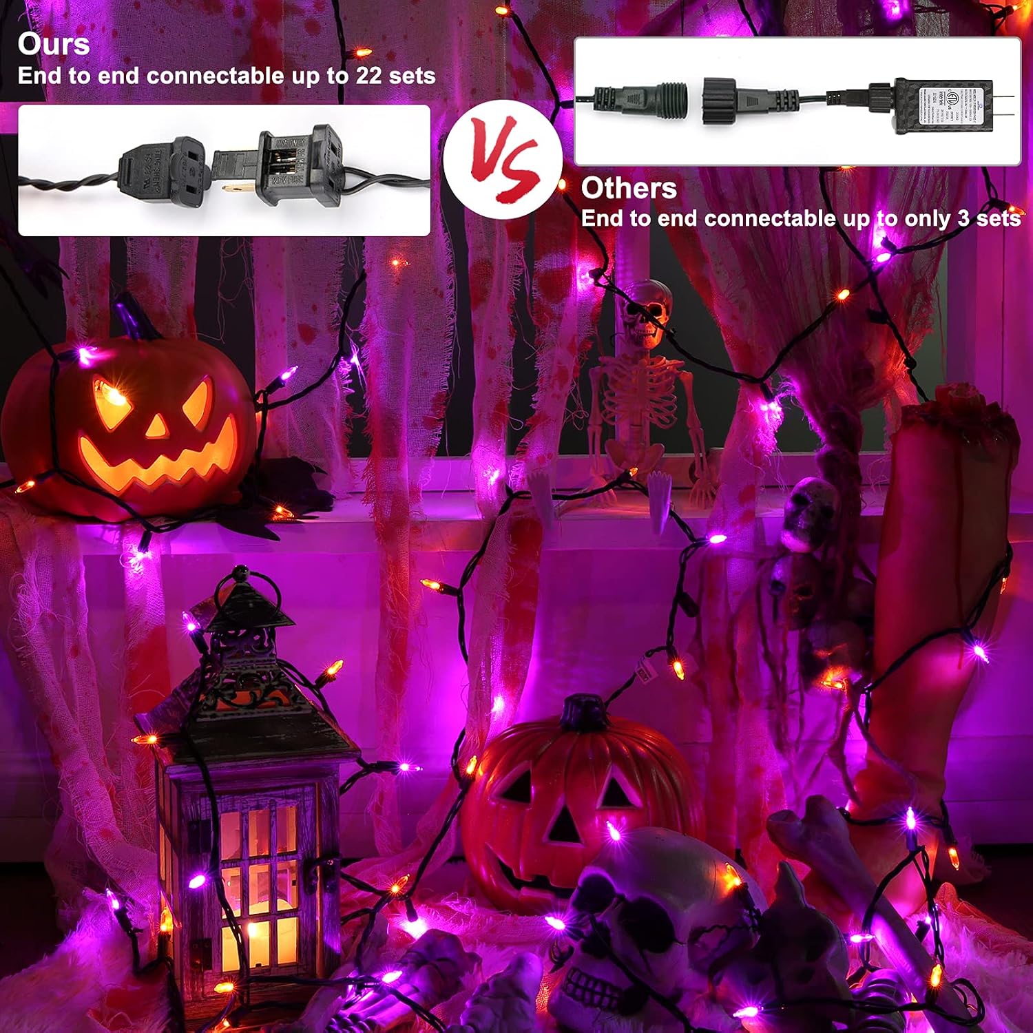 Detalle de Brizled TSD-100M-2/S-FT19 Purple and Orange 100-LED Halloween String Lights