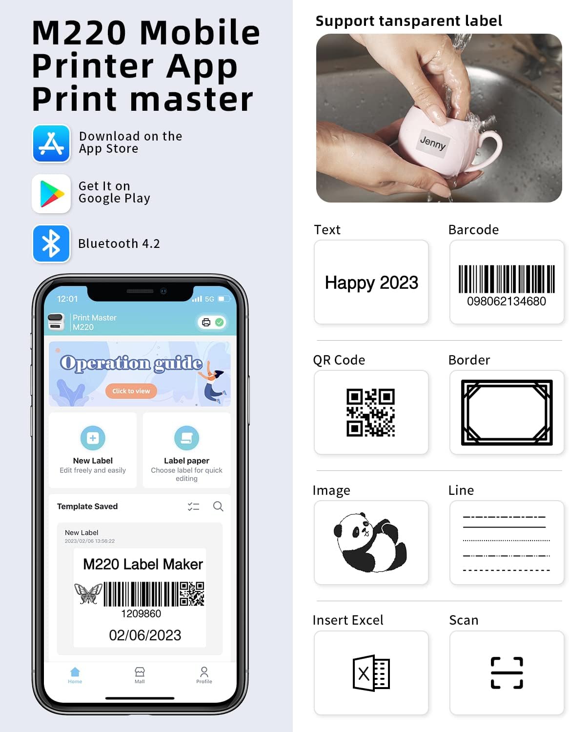 Detalle de Phomemo M220 2200mAh Thermal Label Printer 📇