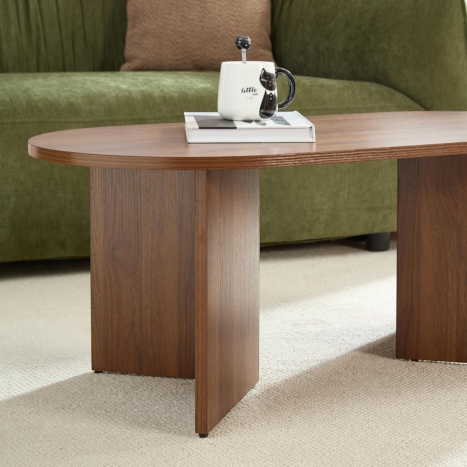Thumbnail 6 de Home heaven® Couchtisch oval rund aus Holz in Braun – 100 x 50 x 40 cm