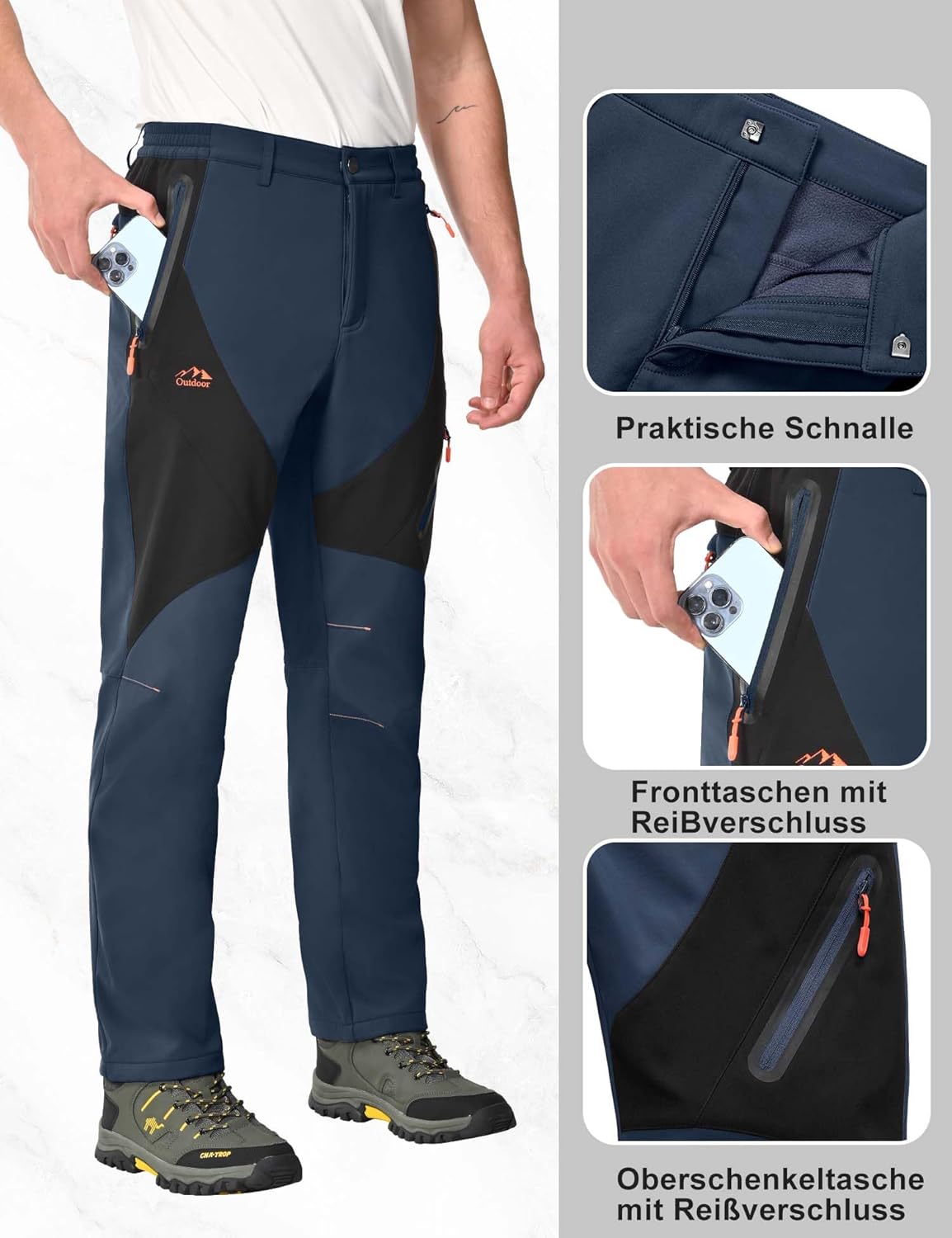 Detalle 2 de HFDWYJ Uomo pantaloni invernali impermeabili