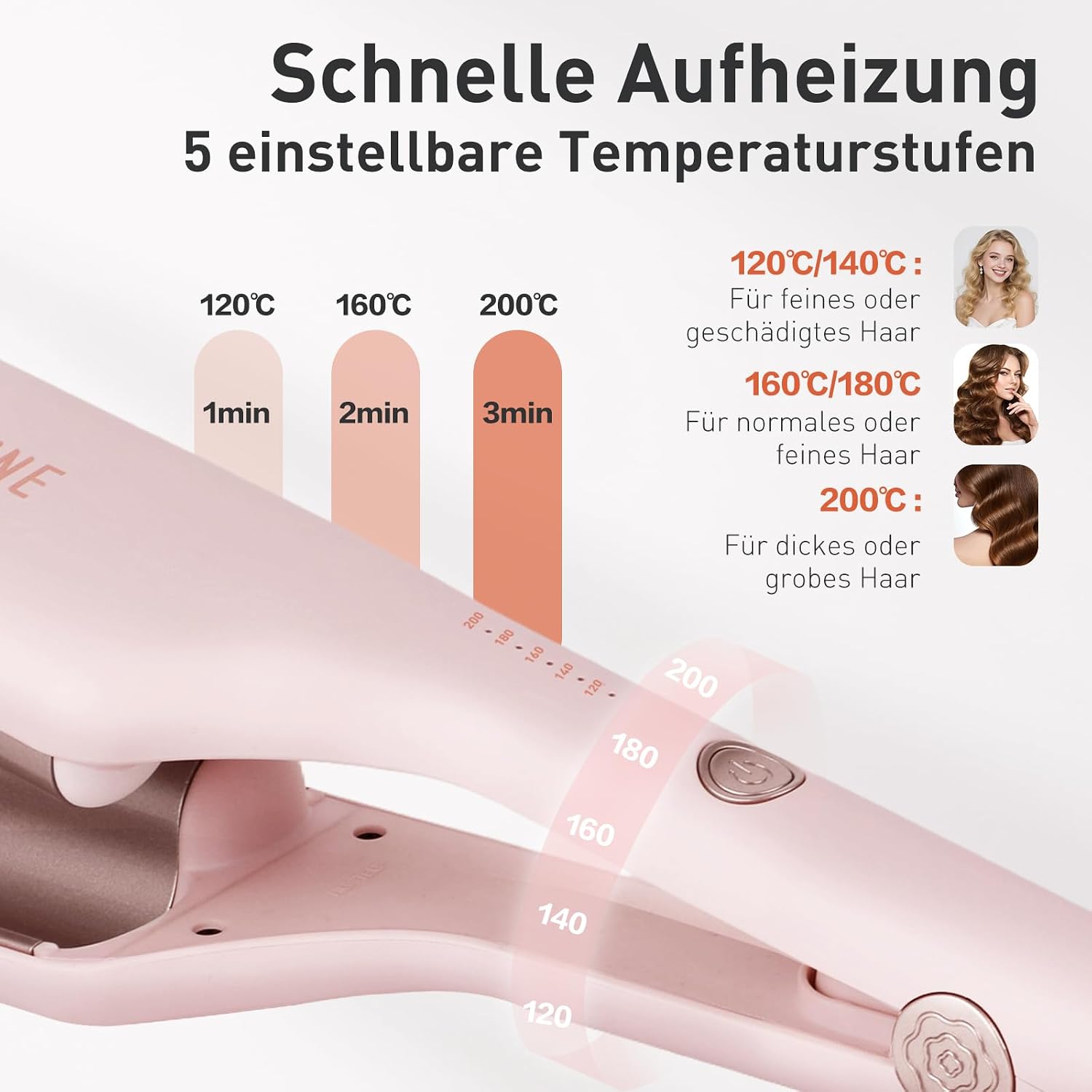 Thumbnail 4 de TANSHINE 32mm Welleneisen – Mermaid Beach Waves mit 5 Temperaturstufen