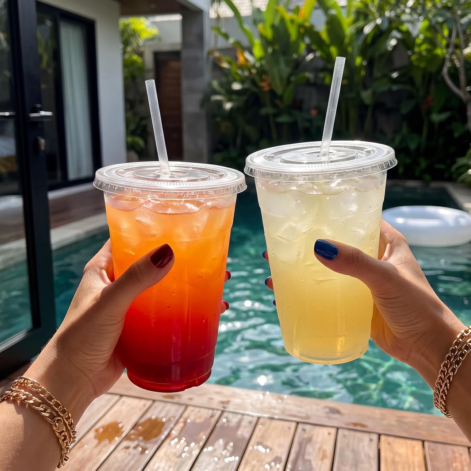 Detalle 2 de VITEVER 16oz Clear Plastic Cups with Lids and Straws 🥤