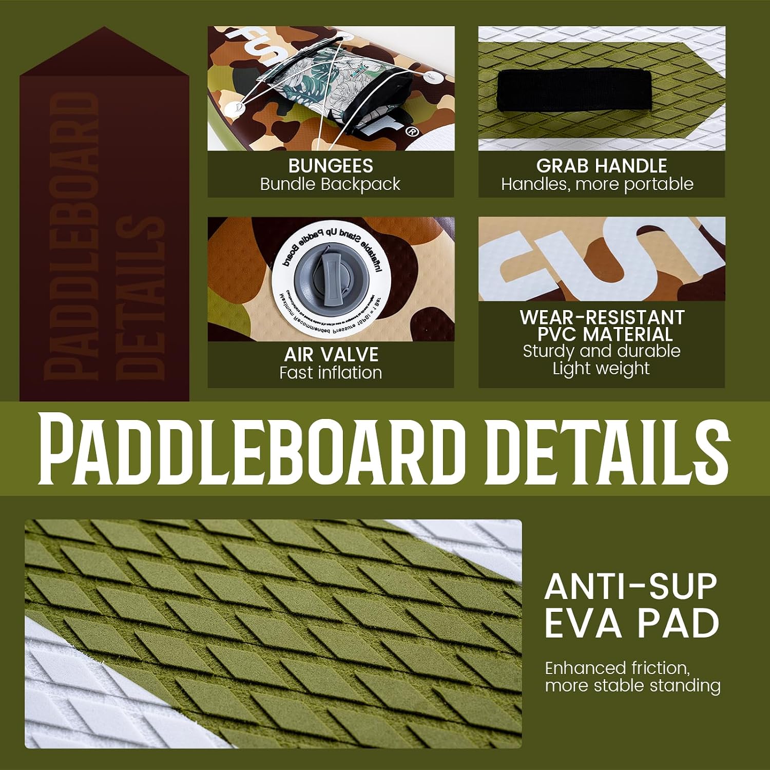Thumbnail 3 de FunWater Inflatable Stand Up Paddle Board (11'6", 11', 10'6") with Premium Accessories