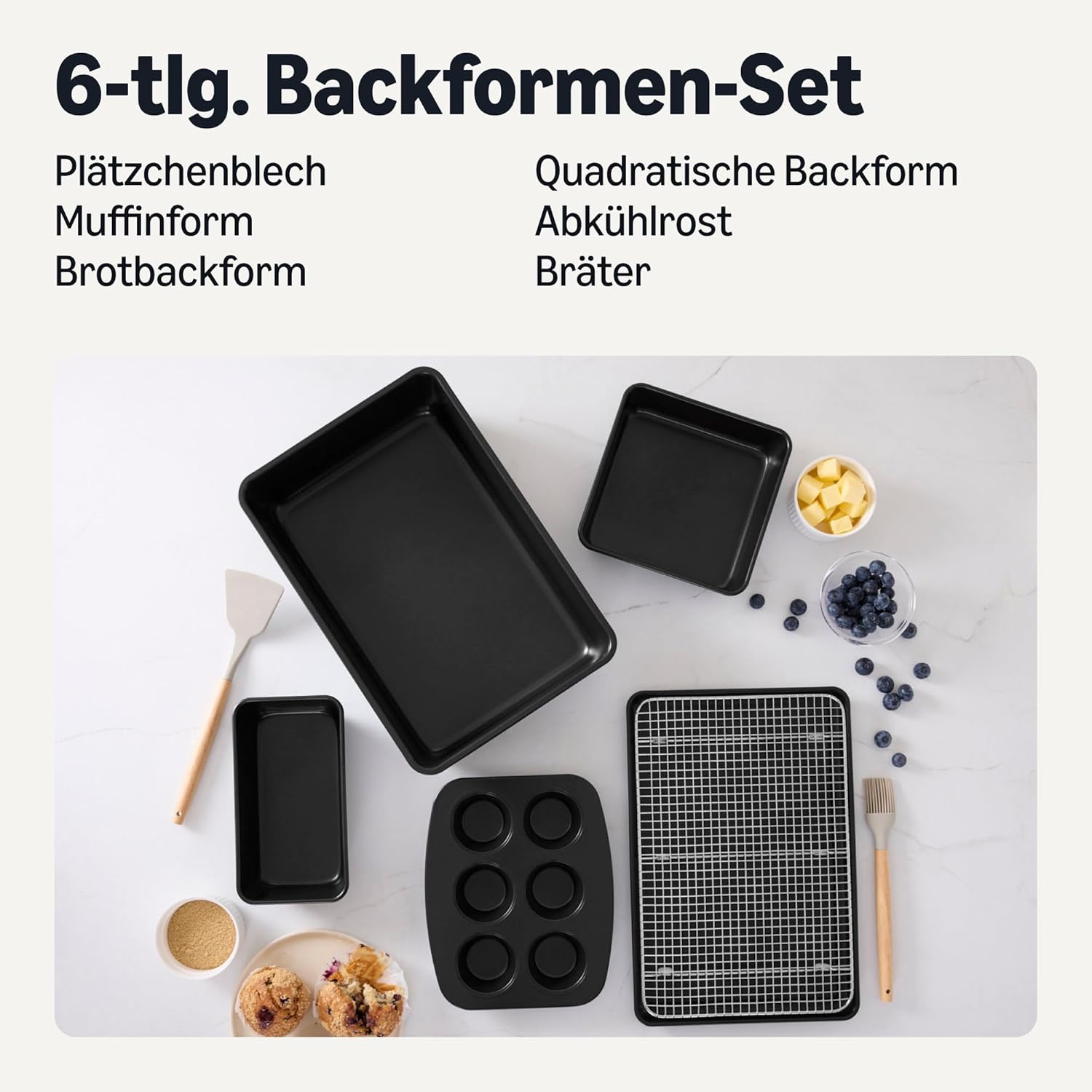Detalle 2 de Amazon Basics Antihaft-Backformen 6-teiliges Set ⌛